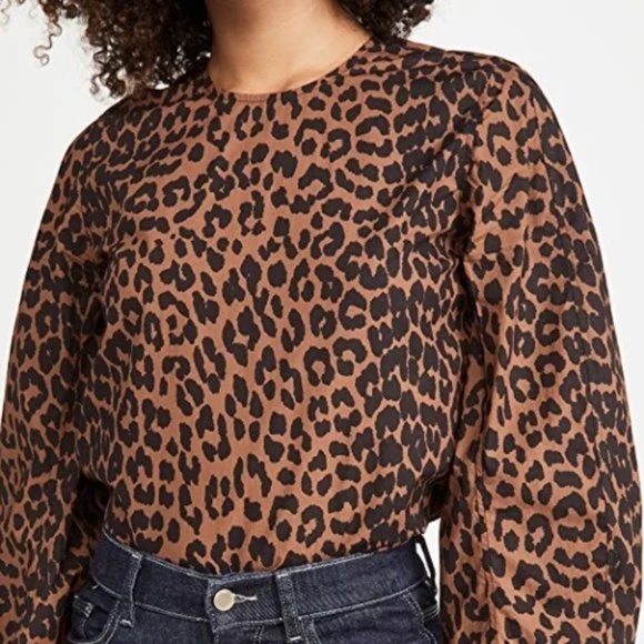 GANNI Leopard PrintCotton Poplin Blouse - Picture 7 of 7